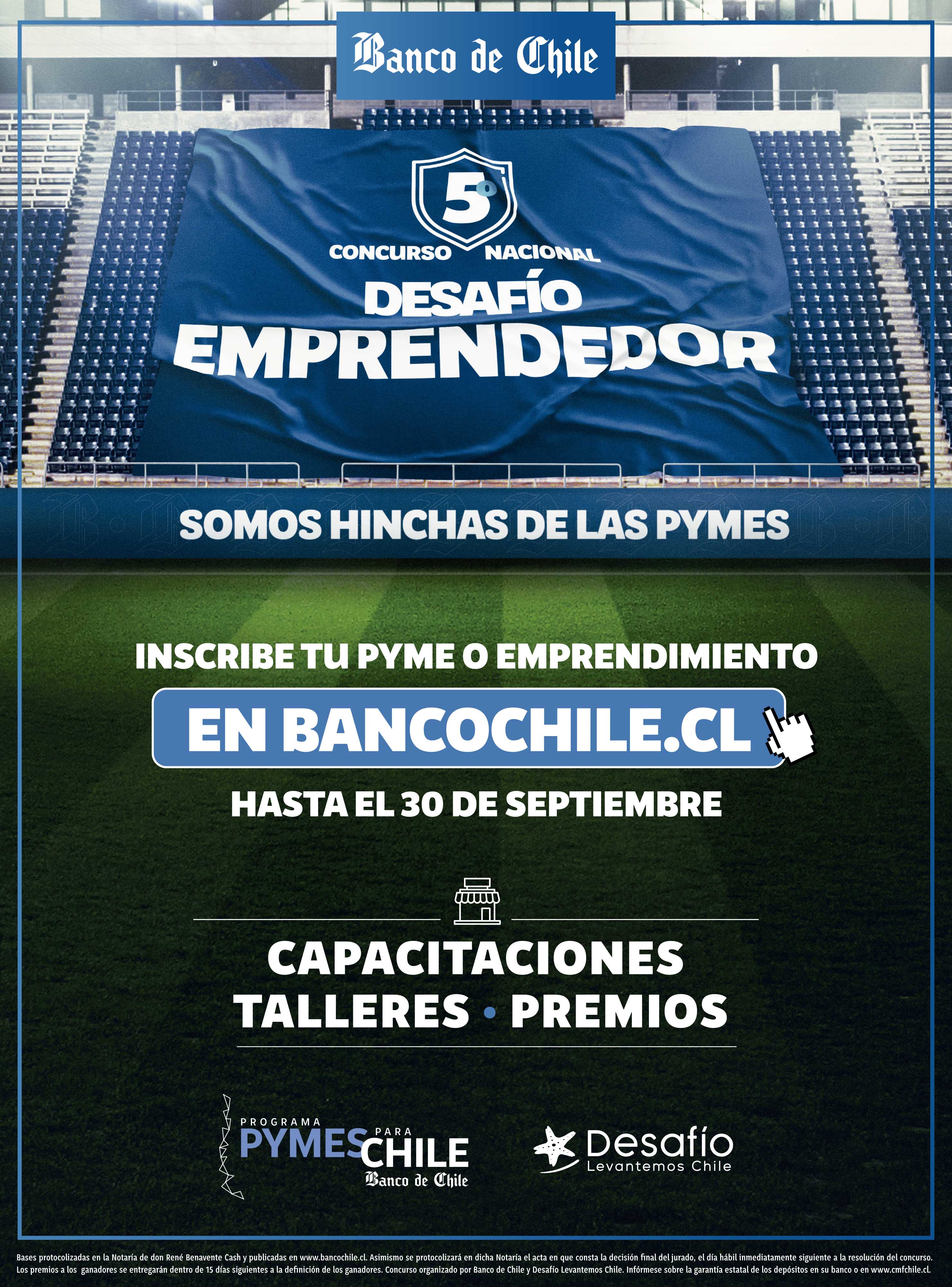 BANCO DE CHILE Y DESAFÍO LEVANTEMOS CHILE LANZAN NBSP 5º CONCURSO NACIONAL DESAFÍO EMPRENDEDOR 2