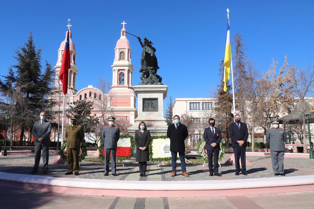 AUTORIDADES DE OHIGGINS CONMEMORAN LOS 242 AÑOS DEL NATALICIO DEL PADRE DE LA PATRIA EN UN SOLEMNE ACTO