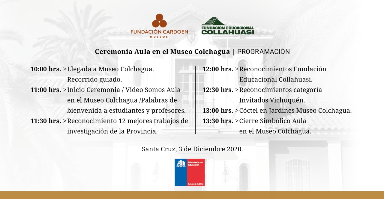 Programa Aula Museo Colchagua impulsado por la Fundación Cardoen y apoyada por el Mineduc y Fundación Educacional Collahuasi