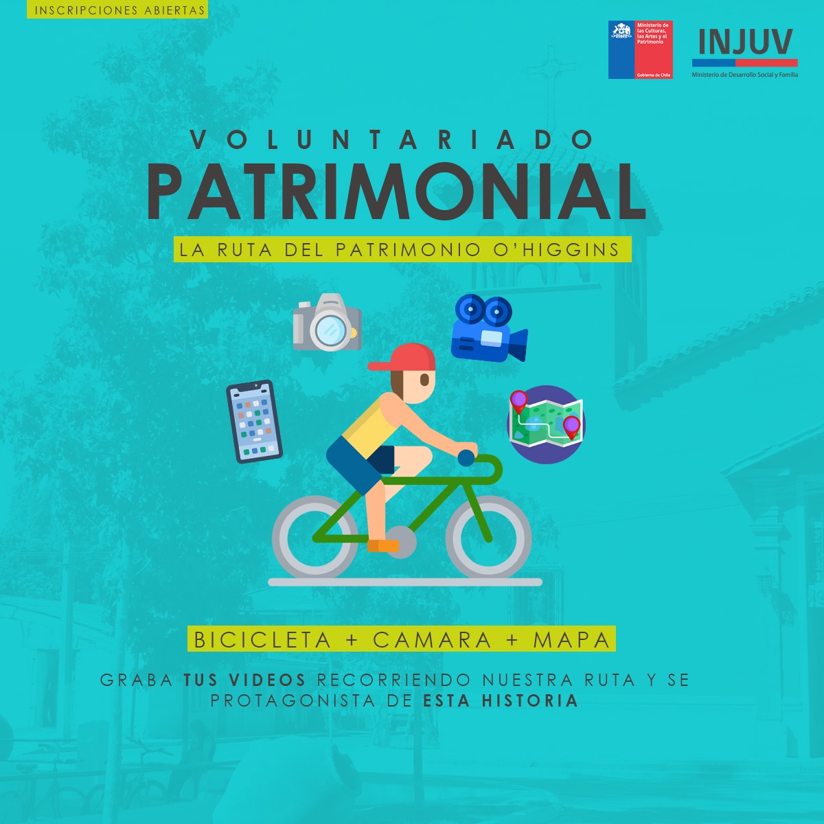 INJUV invita a jóvenes a recorrer en bicicleta y grabar las rutas patrimoniales de la Región