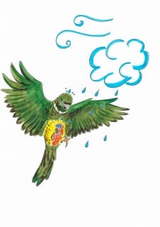 VOLANDO EN EL TIEMPO ENSEÑARÁ A NIÑOS Y NIÑAS SOBRE FENÓMENOS METEOROLÓGICOS Y CLIMÁTICOS ILUSTRACION LORA TRICAHUE