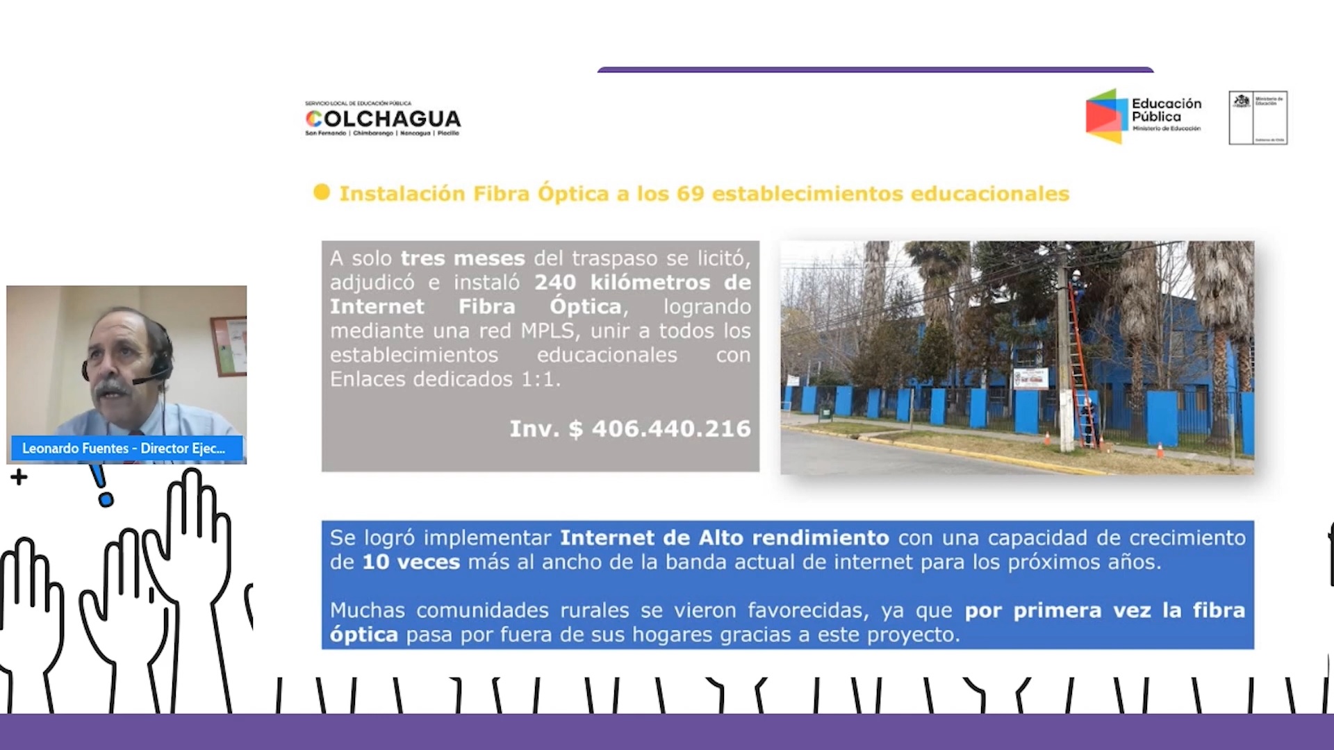MILLONARIA INVERSIÓN EN INFRAESTRUCTURA TECNOLOGÍA Y APOYO PEDAGÓGICO PRESENTÓ SLEP COLCHAGUA EN SU CUENTA PUBLICA PARTICIPATIVA 2021 Instalación de internet fibra óptica en los 69 establecimientos educacionales