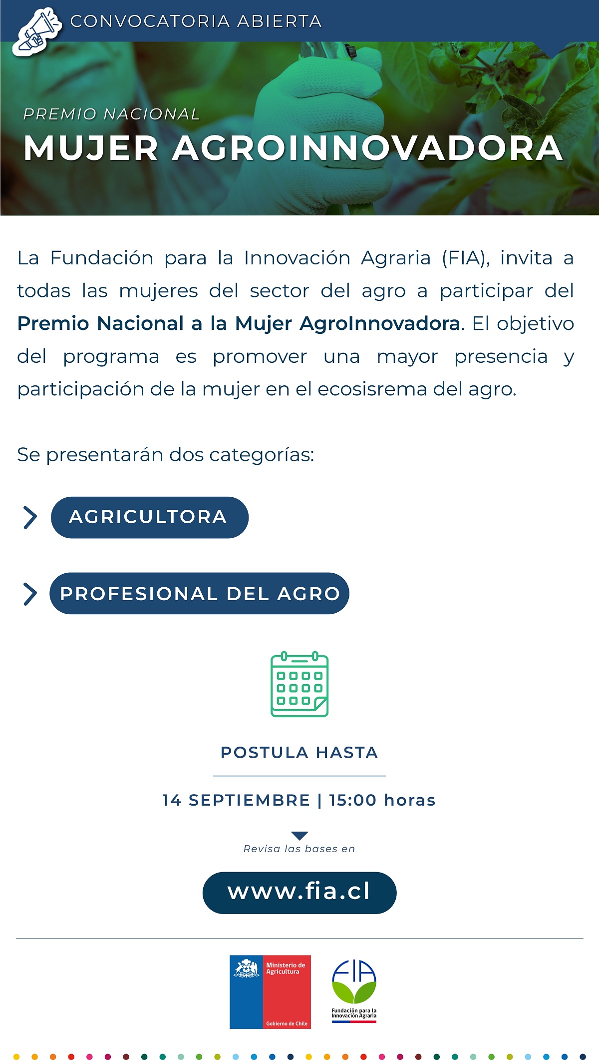 NUEVA EDICIÓN DEL PREMIO NACIONAL MUJER AGROINNOVADORA 2023 contenido