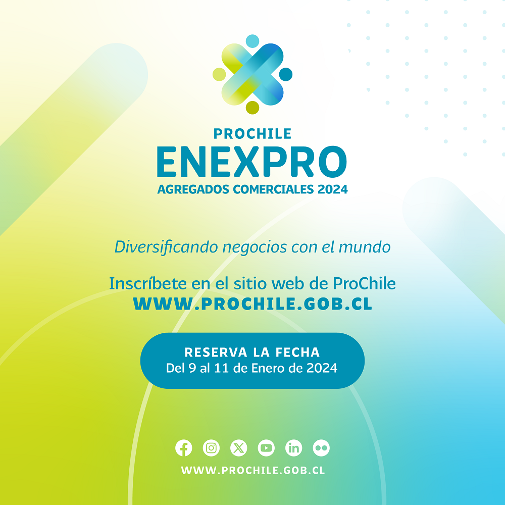 ENEXPRO AGREGADOS COMERCIALES 25 REPRESENTANTES DE PROCHILE VIAJAN AL PAÍS PARA REUNIRSE CON EXPORTADORES